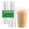 20pcs 16 Oz Clear Disposable Coffee Cups With Lids - Heavy-Duty Transparent Plastic Cups For Iced Coffee, Smoothies, Cold Drinks - Ideal For Home, Cafes, Parties, Weddings, Restaurants - Compatible With Lids, Coffee Bar Supplies