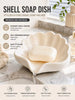 2pcs Nordic Style Shell Shaped Soap Dish, Multifunctional Makeup & Jewelry Storage Tray, White Desktop Decor, Bathroom Accessories, Non-Slip Soap Holder, Vanity Countertop Organizer, Minimalist Home Goods, Bathroom Essentials